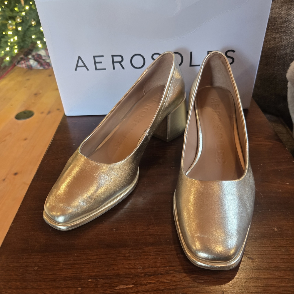Aerosoles Women's Gold Block Heel Shoes